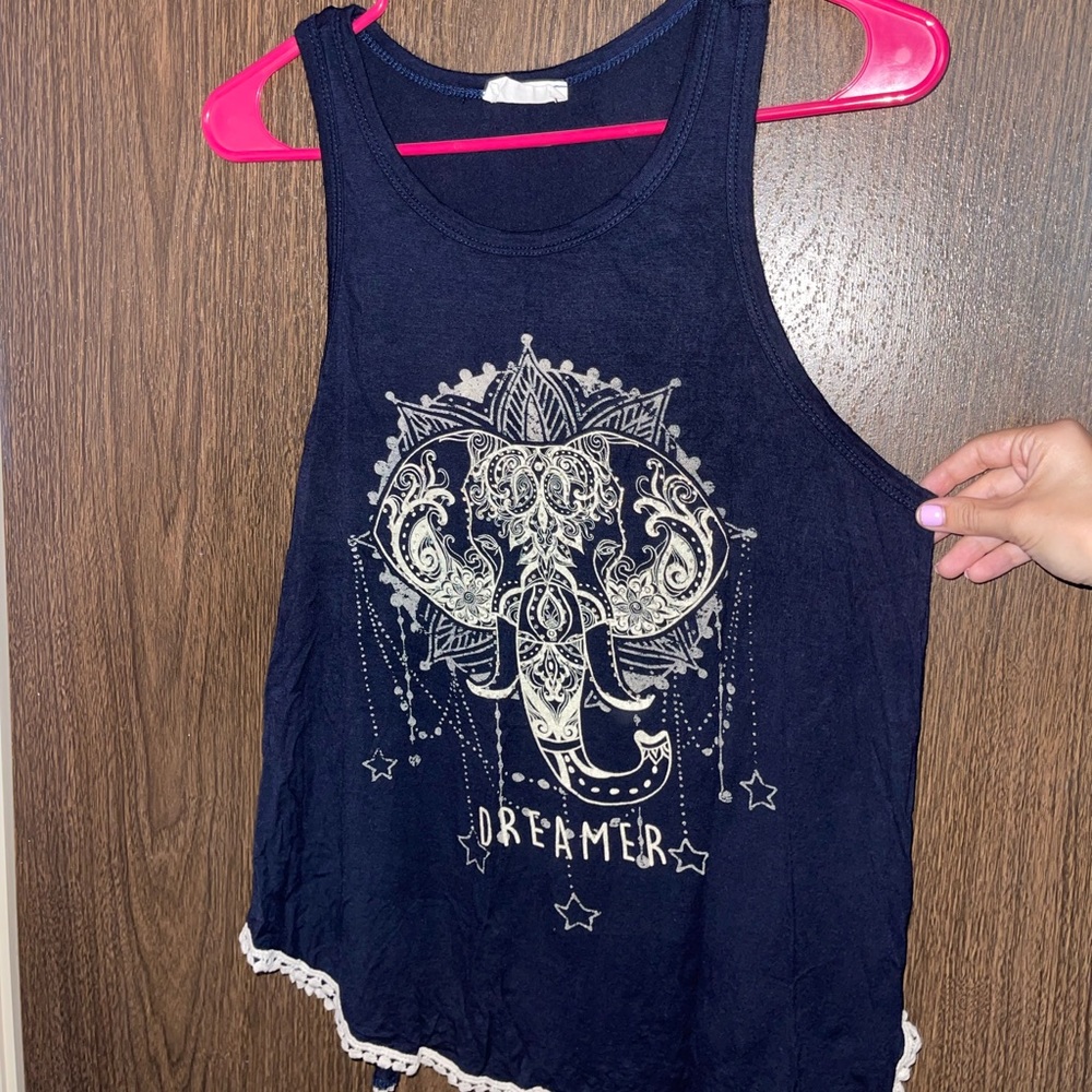Navy blue size medium elephant tank top.